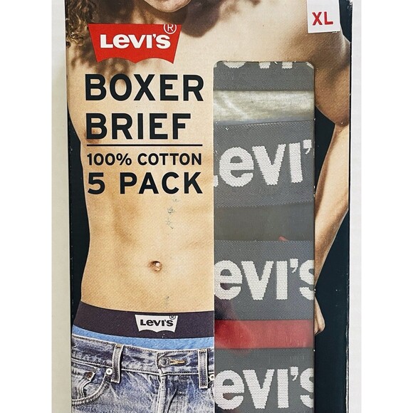Levi’s Boxer Brief 100% Cotton 5 Pack Men’s XL Style#5MB1986LW1 Color:AST - Picture 2 of 10